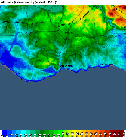 Zoom OUT 2x Albufeira, Portugal elevation map