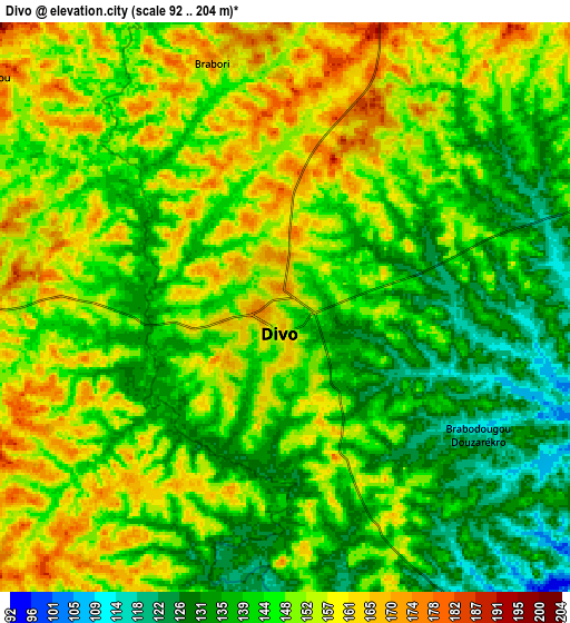 Zoom OUT 2x Divo, Ivory Coast elevation map