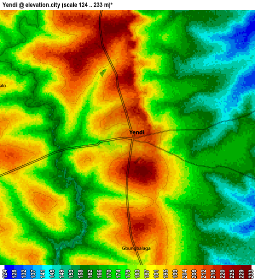 Zoom OUT 2x Yendi, Ghana elevation map