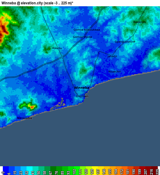 Zoom OUT 2x Winneba, Ghana elevation map