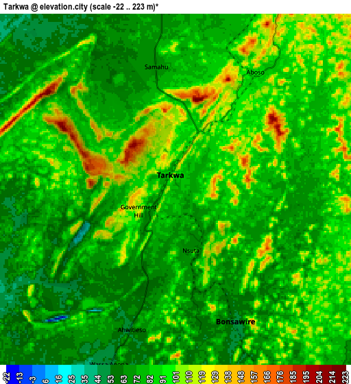 Zoom OUT 2x Tarkwa, Ghana elevation map