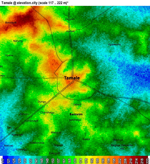 Zoom OUT 2x Tamale, Ghana elevation map