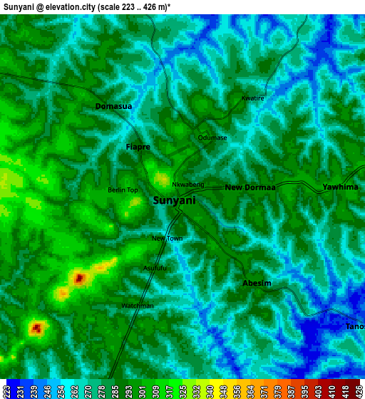 Zoom OUT 2x Sunyani, Ghana elevation map