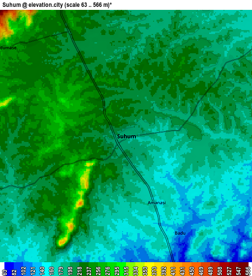 Zoom OUT 2x Suhum, Ghana elevation map
