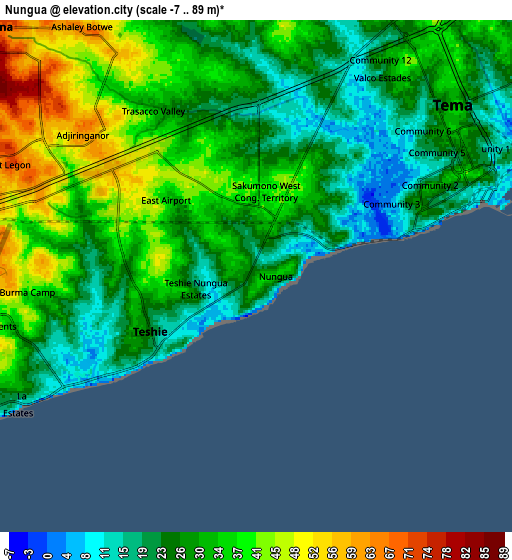 Zoom OUT 2x Nungua, Ghana elevation map