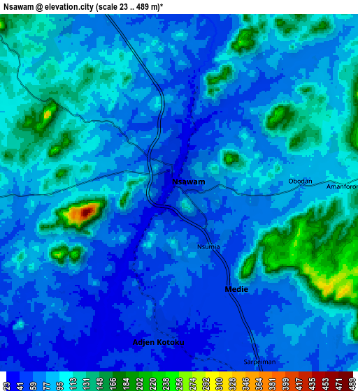 Zoom OUT 2x Nsawam, Ghana elevation map