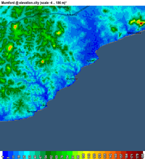 Zoom OUT 2x Mumford, Ghana elevation map