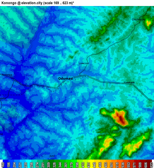 Zoom OUT 2x Konongo, Ghana elevation map