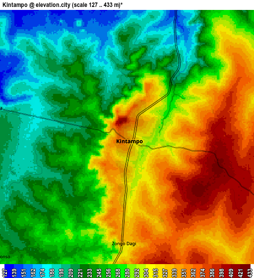 Zoom OUT 2x Kintampo, Ghana elevation map