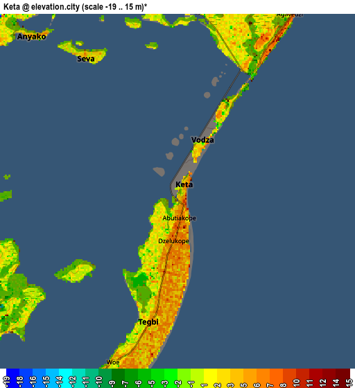 Zoom OUT 2x Keta, Ghana elevation map