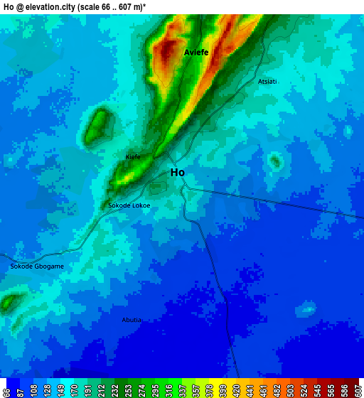 Zoom OUT 2x Ho, Ghana elevation map