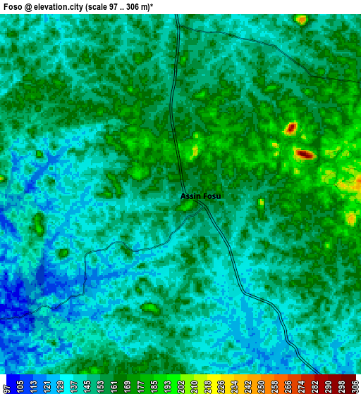 Zoom OUT 2x Foso, Ghana elevation map