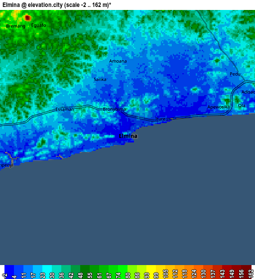 Zoom OUT 2x Elmina, Ghana elevation map