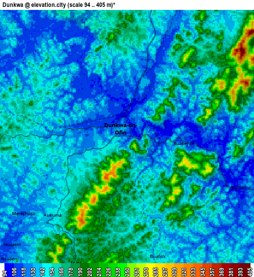 Zoom OUT 2x Dunkwa, Ghana elevation map