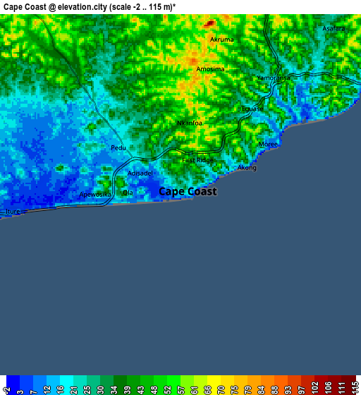 Zoom OUT 2x Cape Coast, Ghana elevation map