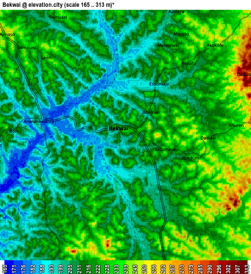 Zoom OUT 2x Bekwai, Ghana elevation map