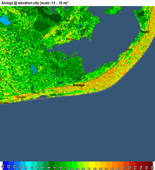 Zoom OUT 2x Anloga, Ghana elevation map