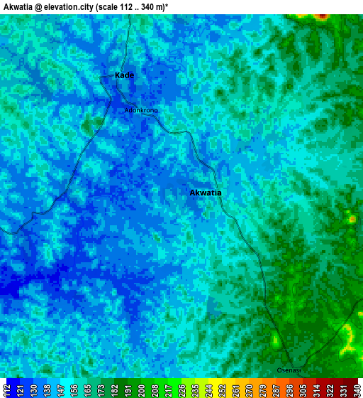 Zoom OUT 2x Akwatia, Ghana elevation map