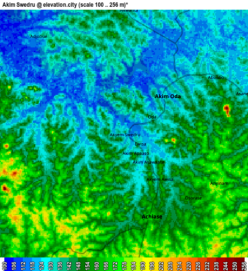 Zoom OUT 2x Akim Swedru, Ghana elevation map