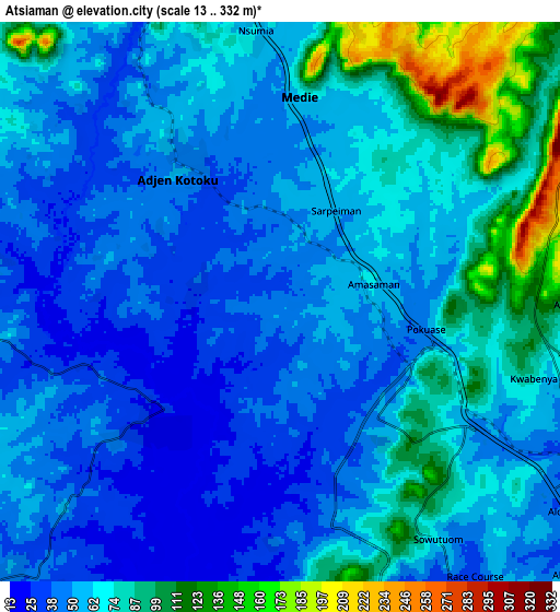 Zoom OUT 2x Atsiaman, Ghana elevation map