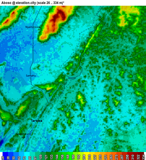 Zoom OUT 2x Aboso, Ghana elevation map