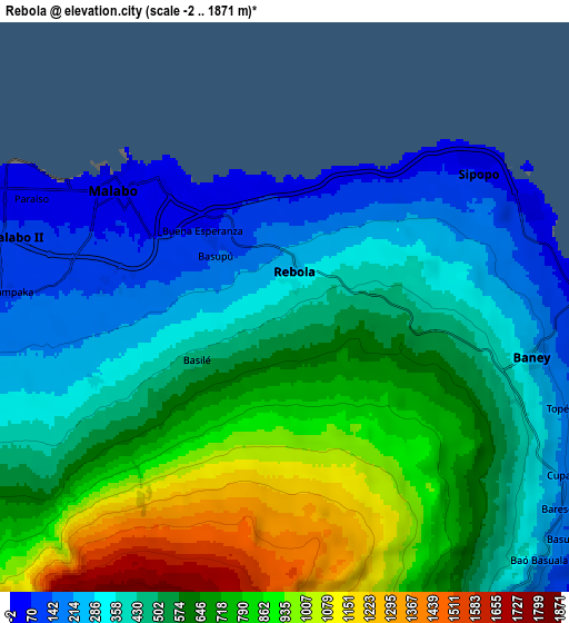 Zoom OUT 2x Rebola, Equatorial Guinea elevation map