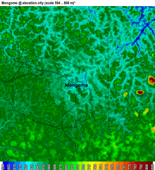 Zoom OUT 2x Mongomo, Equatorial Guinea elevation map