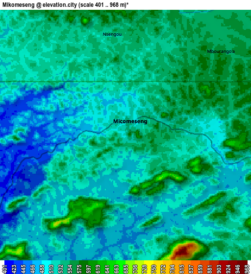 Zoom OUT 2x Mikomeseng, Equatorial Guinea elevation map