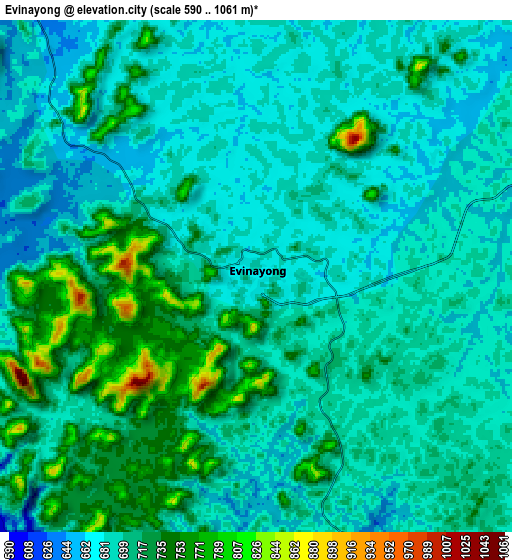 Zoom OUT 2x Evinayong, Equatorial Guinea elevation map