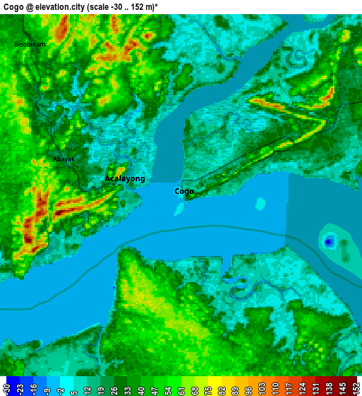 Zoom OUT 2x Cogo, Equatorial Guinea elevation map