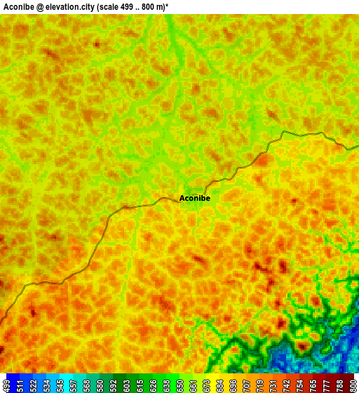 Zoom OUT 2x Aconibe, Equatorial Guinea elevation map