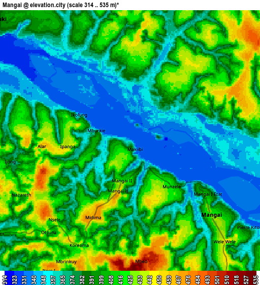 Zoom OUT 2x Mangai, Democratic Republic of the Congo elevation map
