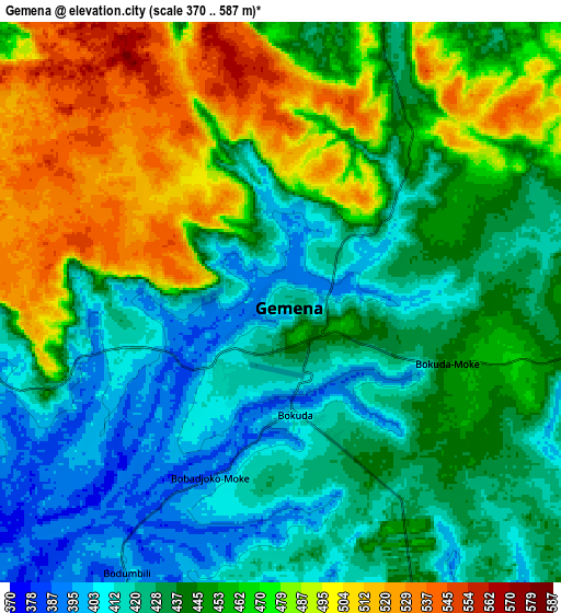 Zoom OUT 2x Gemena, Democratic Republic of the Congo elevation map