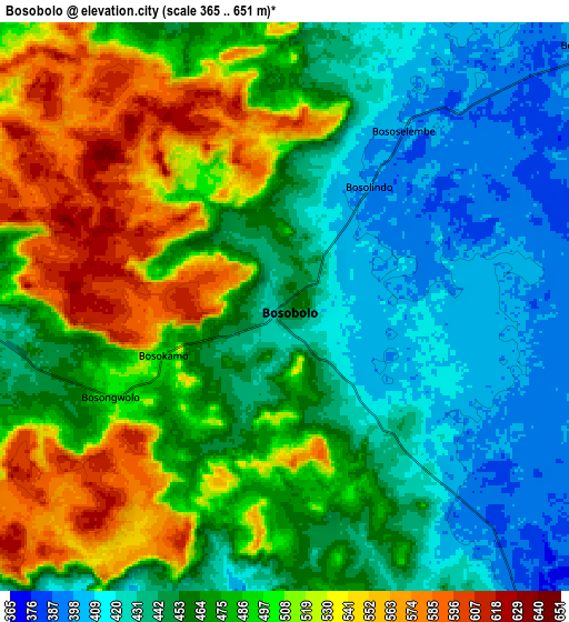 Zoom OUT 2x Bosobolo, Democratic Republic of the Congo elevation map
