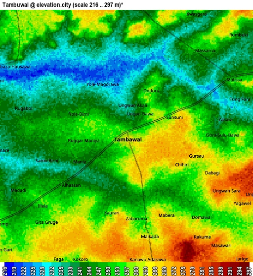 Zoom OUT 2x Tambuwal, Nigeria elevation map