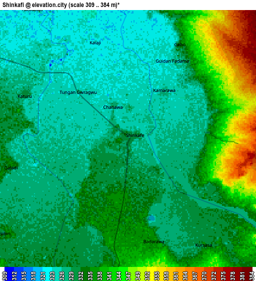 Zoom OUT 2x Shinkafi, Nigeria elevation map