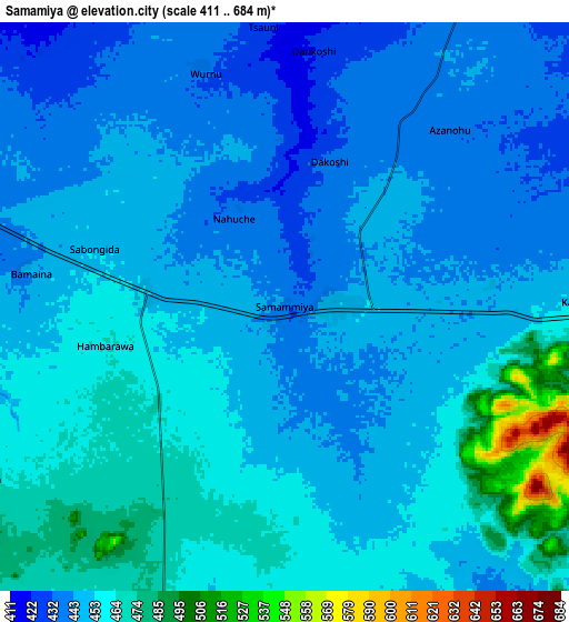 Zoom OUT 2x Samamiya, Nigeria elevation map