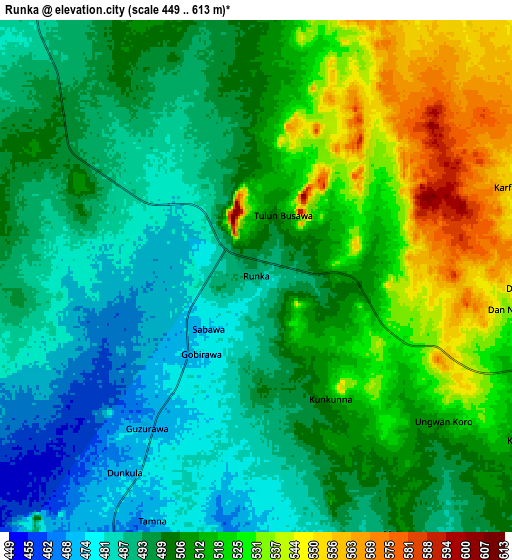 Zoom OUT 2x Runka, Nigeria elevation map