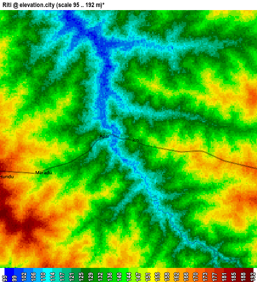 Zoom OUT 2x Riti, Nigeria elevation map