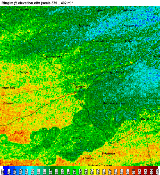 Zoom OUT 2x Ringim, Nigeria elevation map