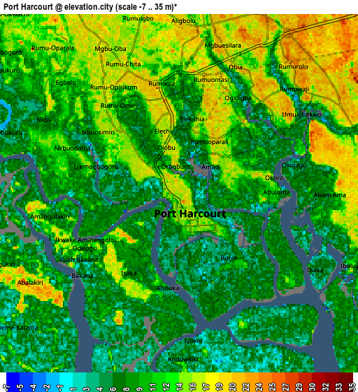 Zoom OUT 2x Port Harcourt, Nigeria elevation map