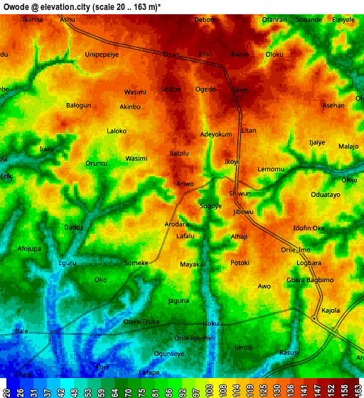 Zoom OUT 2x Owode, Nigeria elevation map