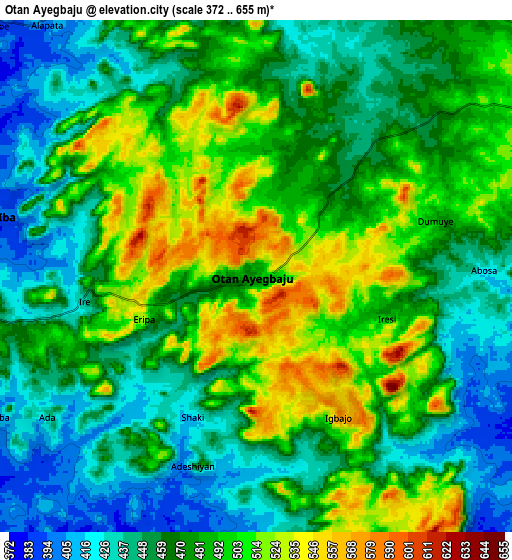 Zoom OUT 2x Otan Ayegbaju, Nigeria elevation map