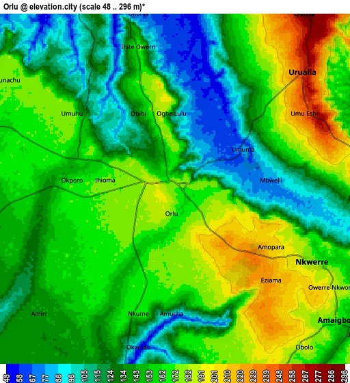 Zoom OUT 2x Orlu, Nigeria elevation map