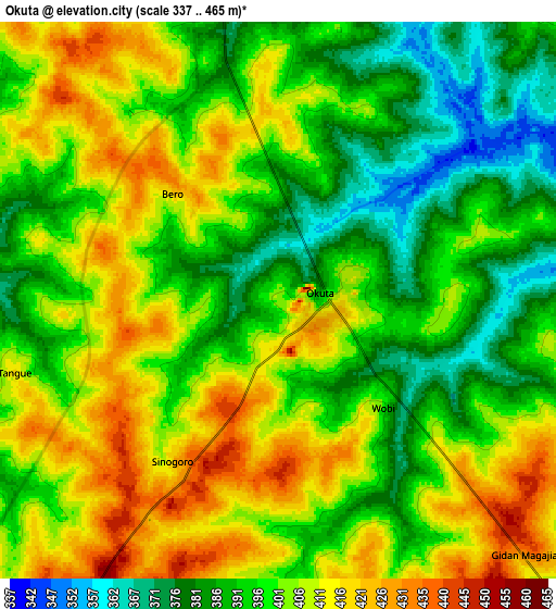 Zoom OUT 2x Okuta, Nigeria elevation map