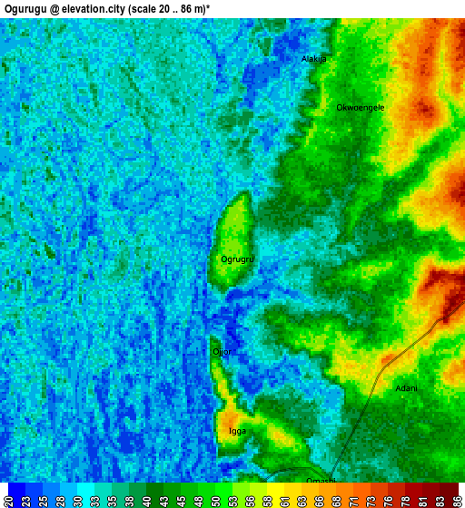 Zoom OUT 2x Ogurugu, Nigeria elevation map