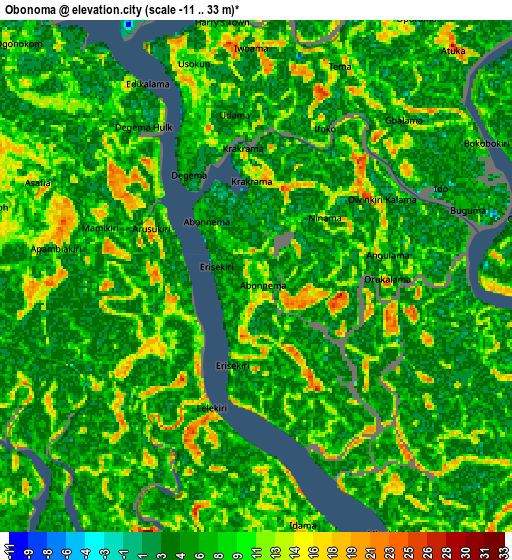 Zoom OUT 2x Obonoma, Nigeria elevation map