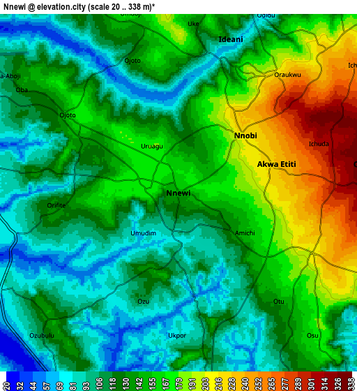 Zoom OUT 2x Nnewi, Nigeria elevation map