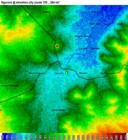 Zoom OUT 2x Ngurore, Nigeria elevation map