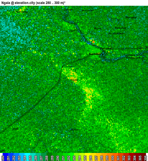 Zoom OUT 2x Ngala, Nigeria elevation map